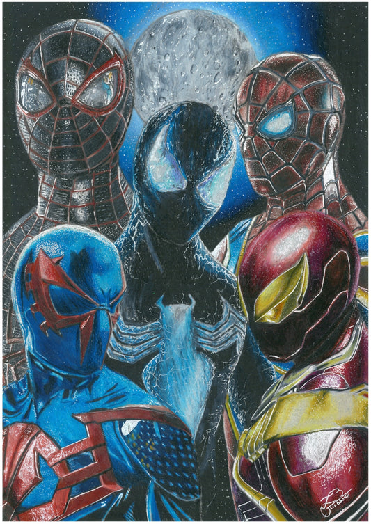 Composition lunaire de 5 spider man ultra réaliste imprimé